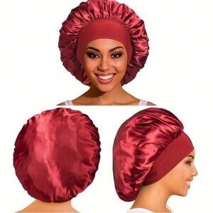 Satin Sleep Bonnet - Wine Red Protective Hair Cap